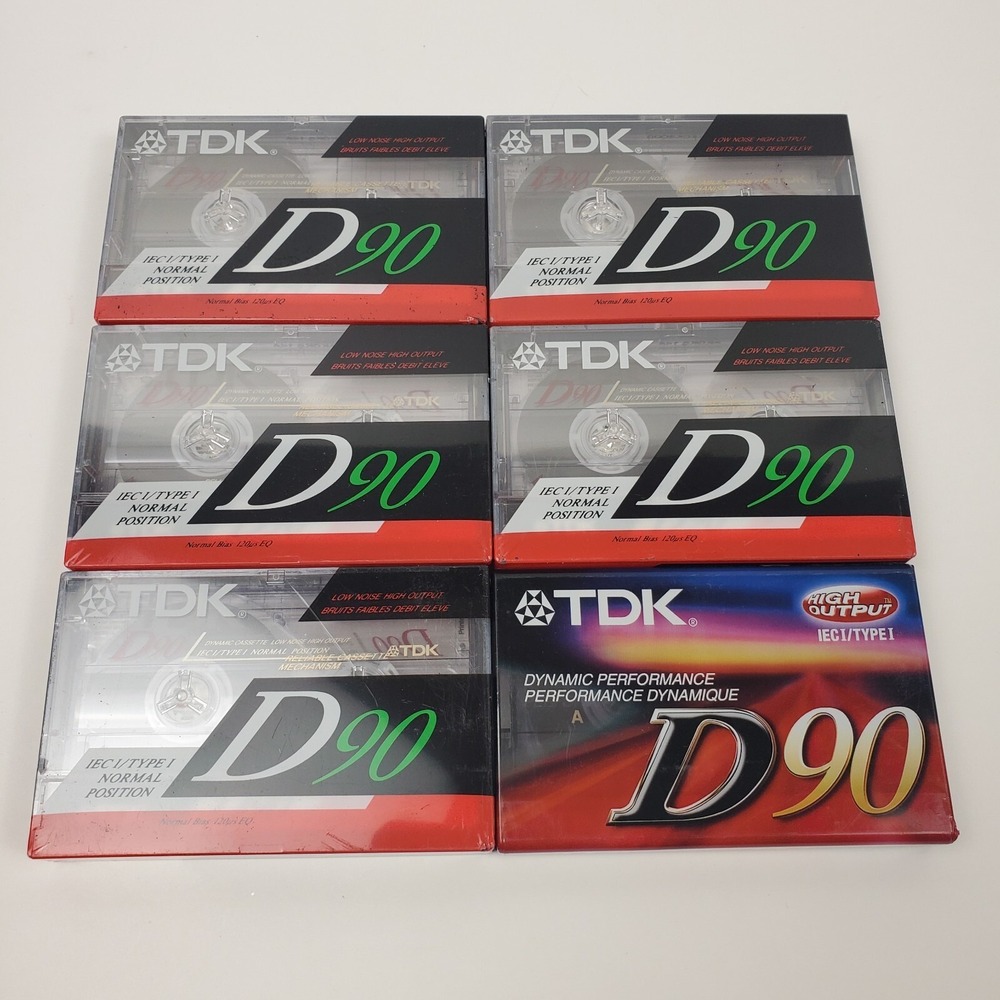 TDK D90 Audio Cassette Tapes IEC Type 1 Normal Position 90 Minutes Lot 6 Pack